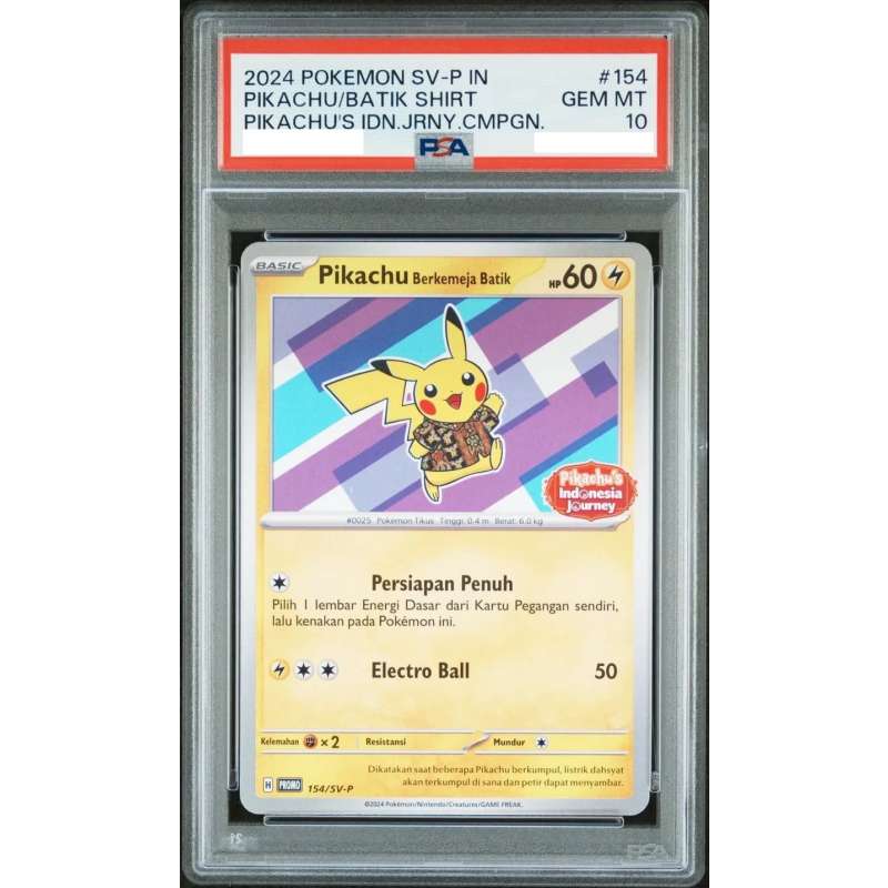 Pokémon 英文版 [PSA 10] Pikachu Berkemeja Batik Pikachu's Indonesia Journey PROMO 154/SV-P