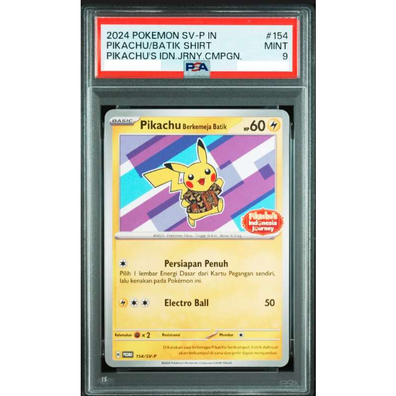 Pokémon 英文版 [PSA 9] Pikachu Berkemeja Batik Pikachu's Indonesia Journey PROMO 154/SV-P