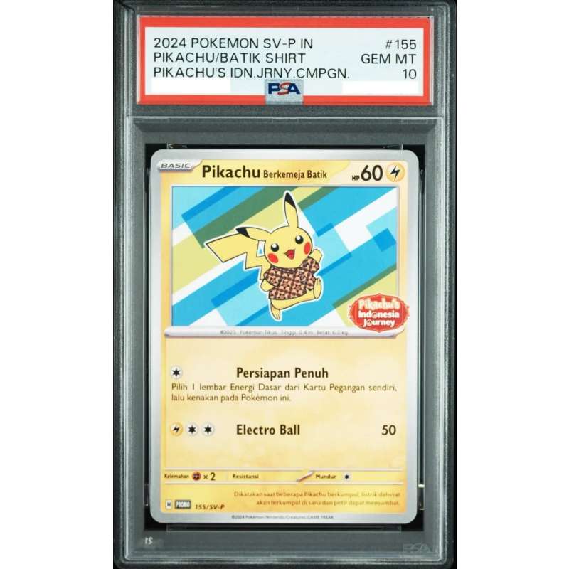 Pokémon 英文版 [PSA 10] Pikachu Berkemeja Batik Pikachu's Indonesia Journey PROMO 155/SV-P