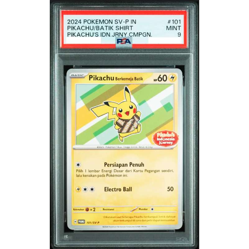 Pokémon 英文版 [PSA 9] Pikachu Berkemeja Batik Pikachu's Indonesia Journey PROMO 101/SV-P