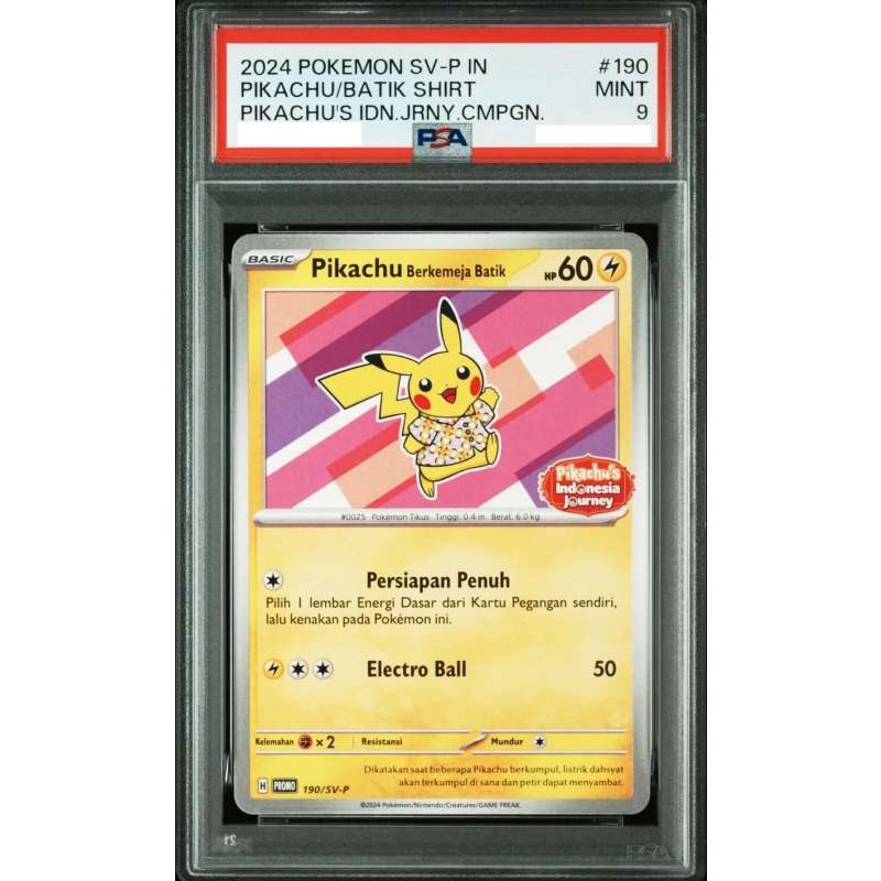 Pokémon 英文版 [PSA 9] Pikachu Berkemeja Batik Pikachu's Indonesia Journey PROMO 190/SV-P